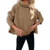 imagechouyatou Womens Oversized Fuzzy Long Sleeve Turtleneck Sherpa Fleece Pullover SweatshirtKhaki