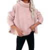 imagechouyatou Womens Oversized Fuzzy Long Sleeve Turtleneck Sherpa Fleece Pullover SweatshirtPink
