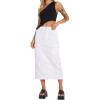 imagechouyatou Womens Summer Fashion Long Y2k Cargo Skirt ALine Midi Skirt with Cargo PocketsWhite
