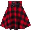 imagechouyatou Womens Versatile Lace Up High Waist ALine Plaid Mini Skater SkirtRed