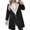 imagechouyatou Womens Winter Sherpa Lined Faux Suede Leather Jacket Oversized Notch Lapel Mid Long OvercoatBlack