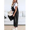 imagechouyatou Women Loose Adjustable Strap Denim Bib Overall Jeans Distressed Wide Leg Baggy Overalls JumpsuitBlack