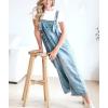 imagechouyatou Women Loose Adjustable Strap Denim Bib Overall Jeans Distressed Wide Leg Baggy Overalls JumpsuitBlue