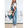 imagechouyatou Women Loose Adjustable Strap Denim Bib Overall Jeans Distressed Wide Leg Baggy Overalls JumpsuitBlue
