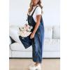 imagechouyatou Women Loose Adjustable Strap Denim Bib Overall Jeans Distressed Wide Leg Baggy Overalls JumpsuitDark Blue