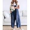 imagechouyatou Women Loose Adjustable Strap Denim Bib Overall Jeans Distressed Wide Leg Baggy Overalls JumpsuitDark Blue