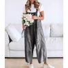 imagechouyatou Women Loose Adjustable Strap Denim Bib Overall Jeans Distressed Wide Leg Baggy Overalls JumpsuitGrey