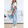 imagechouyatou Women Loose Adjustable Strap Denim Bib Overall Jeans Distressed Wide Leg Baggy Overalls JumpsuitLight Blue