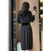 imagechouyatou Women Winter 2 Piece Sweater Skirt Sets Plaid Ribbed Knit Sweater Top Bodycon Midi Skirt OutfitsBlack