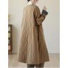 imagechouyatou Women Winter Collarless Quilted Down Coat Button Down Midi Long Quilted Jacket Puffer OvercoatBrown