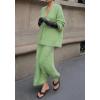 imagechouyatou Womens 2 Piece Outfits Fluffy Button Down Cardigan ALine Skirt Two Piece Sweater Skirt SetsGreen