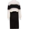 imagechouyatou Womens 2 Piece Sweater Skirt Sets Color Block Knit Sweater Top Bodycon Skirt Two Piece OutfitsBlack