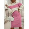 imagechouyatou Womens 2 Piece Sweater Skirt Sets Color Block Knit Sweater Top Bodycon Skirt Two Piece OutfitsPink