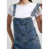 imagechouyatou Womens Adjustable Strap Denim Bib Overall Straight Leg Baggy Utility Cargo Jeans JumpsuitBlue