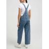 imagechouyatou Womens Adjustable Strap Denim Bib Overall Straight Leg Baggy Utility Cargo Jeans JumpsuitBlue