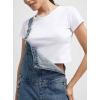 imagechouyatou Womens Adjustable Strap Denim Bib Overall Straight Leg Baggy Utility Cargo Jeans JumpsuitBlue