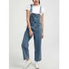 imagechouyatou Womens Adjustable Strap Denim Bib Overall Straight Leg Baggy Utility Cargo Jeans JumpsuitBlue