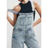 imagechouyatou Womens Adjustable Strap Denim Bib Overall Straight Leg Baggy Utility Cargo Jeans JumpsuitLight Blue