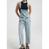 imagechouyatou Womens Adjustable Strap Denim Bib Overall Straight Leg Baggy Utility Cargo Jeans JumpsuitLight Blue