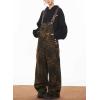 imagechouyatou Womens Adjustable Straps Leopard Denim Bib Overalls Wide Leg Jeans Jumpsuit Rompers with PocketsLeopard