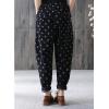 imagechouyatou Womens Baggy Loose Corduroy Pants Polka Dot Printed Elastic High Waisted Straight Leg TrouserBlack