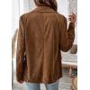 imagechouyatou Womens Business Casual Corduroy Blazer Jacket Notch Lapel Double Breasted Suit JacketCoffee Brown