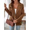 imagechouyatou Womens Business Casual Corduroy Blazer Jacket Notch Lapel Double Breasted Suit JacketCoffee Brown