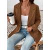 imagechouyatou Womens Business Casual Corduroy Blazer Jacket Notch Lapel Double Breasted Suit JacketCoffee Brown