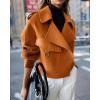 imagechouyatou Womens Business Casual Wool Coat Suit Top Open Front Loose Dressy Blazer Jacket Trench CoatDark Yellow