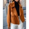 imagechouyatou Womens Business Casual Wool Coat Suit Top Open Front Loose Dressy Blazer Jacket Trench CoatDark Yellow