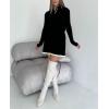 imagechouyatou Womens Cable Knit 2 Piece Outfits Long Sleeve Polo Sweater and Elastic Waist Pleated Mini Skirt SetsBlack