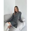imagechouyatou Womens Cable Knit 2 Piece Outfits Long Sleeve Polo Sweater and Elastic Waist Pleated Mini Skirt SetsGray