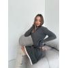imagechouyatou Womens Cable Knit 2 Piece Outfits Long Sleeve Polo Sweater and Elastic Waist Pleated Mini Skirt SetsGray