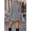imagechouyatou Womens Casual Open Front Blazer Jacket Houndstooth Plaid Office Work Dressy Coat SuitBlack