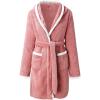 imagechouyatou Womens Color Block Plush Nightdress Hooded Loose Fit Pajama Dress Ultra Soft Bathrobe NightgownPink