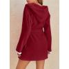 imagechouyatou Womens Color Block Plush Nightdress Hooded Loose Fit Pajama Dress Ultra Soft Bathrobe NightgownWine Red
