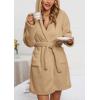 imagechouyatou Womens Cute Ear Hood Nightdress Ultra Soft Pajamas Dress Fluffy Fleece Nightgown with BeltKhaki