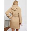imagechouyatou Womens Cute Ear Hood Nightdress Ultra Soft Pajamas Dress Fluffy Fleece Nightgown with BeltKhaki
