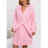 imagechouyatou Womens Cute Ear Hood Nightdress Ultra Soft Pajamas Dress Fluffy Fleece Nightgown with BeltPink