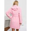 imagechouyatou Womens Cute Ear Hood Nightdress Ultra Soft Pajamas Dress Fluffy Fleece Nightgown with BeltPink