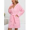 imagechouyatou Womens Cute Ear Hood Nightdress Ultra Soft Pajamas Dress Fluffy Fleece Nightgown with BeltPink