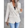 imagechouyatou Womens Elegant Plaid Tweed Jacket Button Down Notch Collar Office Work Suit Dressy Blazer CoatBeige