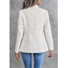 imagechouyatou Womens Elegant Plaid Tweed Jacket Button Down Notch Collar Office Work Suit Dressy Blazer CoatBeige