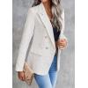 imagechouyatou Womens Elegant Plaid Tweed Jacket Button Down Notch Collar Office Work Suit Dressy Blazer CoatBeige