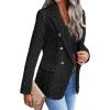 imagechouyatou Womens Elegant Plaid Tweed Jacket Button Down Notch Collar Office Work Suit Dressy Blazer CoatBlack