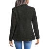 imagechouyatou Womens Elegant Plaid Tweed Jacket Button Down Notch Collar Office Work Suit Dressy Blazer CoatBlack