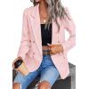 imagechouyatou Womens Elegant Plaid Tweed Jacket Button Down Notch Collar Office Work Suit Dressy Blazer CoatPink