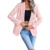 imagechouyatou Womens Elegant Plaid Tweed Jacket Button Down Notch Collar Office Work Suit Dressy Blazer CoatPink