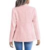 imagechouyatou Womens Elegant Plaid Tweed Jacket Button Down Notch Collar Office Work Suit Dressy Blazer CoatPink