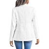 imagechouyatou Womens Elegant Plaid Tweed Jacket Button Down Notch Collar Office Work Suit Dressy Blazer CoatWhite